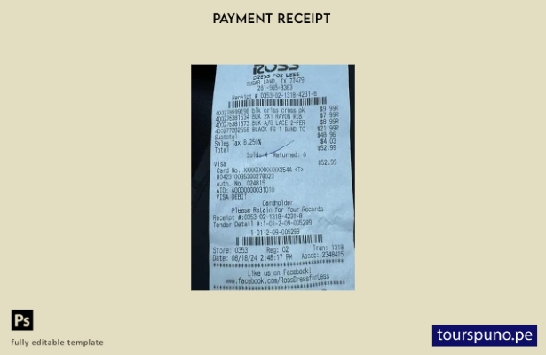 plantilla de cheque de pago de la tienda Ross lista para imprimir